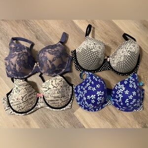 Four Bras! Lot of Victoria's Secret Bras Collection 38DD Demi Lined Underwire